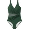 imageSUUKSESS Women Sexy Mesh Tummy Control One Piece Swimsuit Push Up Bathing Suit119 Deep Green