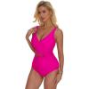 imageSUUKSESS Women Sexy Mesh Tummy Control One Piece Swimsuit Push Up Bathing Suit119 Hot Pink