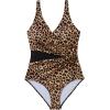 imageSUUKSESS Women Sexy Mesh Tummy Control One Piece Swimsuit Push Up Bathing Suit119 Leopard