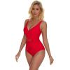 imageSUUKSESS Women Sexy Mesh Tummy Control One Piece Swimsuit Push Up Bathing Suit119 Red