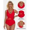 imageSUUKSESS Women Sexy Mesh Tummy Control One Piece Swimsuit Push Up Bathing Suit119 Red