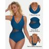 imageSUUKSESS Women Sexy Mesh Tummy Control One Piece Swimsuit Push Up Bathing Suit119 Upgrade Peacock Blue