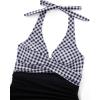 imageSUUKSESS Women Sexy One Piece Swimsuit Tummy Control Bathing Suit Mesh Swimdress126 Black White Plaid