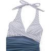 imageSUUKSESS Women Sexy One Piece Swimsuit Tummy Control Bathing Suit Mesh Swimdress126 Blue Striped