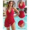 imageSUUKSESS Women Sexy One Piece Swimsuit Tummy Control Bathing Suit Mesh Swimdress126 Red