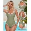 imageSUUKSESS Women Sexy Tummy Control One Piece Swimsuits High Cut Bathing Suit 2025Army Green