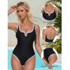 imageSUUKSESS Women Sexy Tummy Control One Piece Swimsuits High Cut Bathing Suit 2025Black