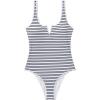 imageSUUKSESS Women Sexy Tummy Control One Piece Swimsuits High Cut Bathing Suit 2025Black Striped