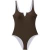 imageSUUKSESS Women Sexy Tummy Control One Piece Swimsuits High Cut Bathing Suit 2025Brown