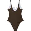 imageSUUKSESS Women Sexy Tummy Control One Piece Swimsuits High Cut Bathing Suit 2025Brown