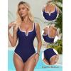 imageSUUKSESS Women Sexy Tummy Control One Piece Swimsuits High Cut Bathing Suit 2025Dark Blue