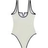 imageSUUKSESS Women Sexy Tummy Control One Piece Swimsuits High Cut Bathing Suit 2025White