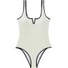 imageSUUKSESS Women Sexy Tummy Control One Piece Swimsuits High Cut Bathing Suit 2025White