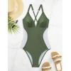 imageSUUKSESS Women Slimming Tummy Control One Piece Swimsuit Sexy Bathing Suit136 Army Green White