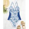 imageSUUKSESS Women Slimming Tummy Control One Piece Swimsuit Sexy Bathing Suit136 Blue Floral Color Block