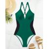 imageSUUKSESS Women Slimming Tummy Control One Piece Swimsuit Sexy Bathing Suit136 Green Black