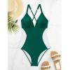 imageSUUKSESS Women Slimming Tummy Control One Piece Swimsuit Sexy Bathing Suit136 Green White