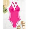 imageSUUKSESS Women Slimming Tummy Control One Piece Swimsuit Sexy Bathing Suit136 Pink Color Block