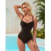 imageSUUKSESS Womens Tummy Control One Piece Swimsuit Sexy Crisscross Back Bathing SuitBrown