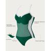 imageSUUKSESS Womens Tummy Control One Piece Swimsuit Sexy Crisscross Back Bathing SuitGreen White