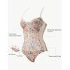 imageSUUKSESS Womens Tummy Control One Piece Swimsuit Sexy Crisscross Back Bathing SuitOrange Ditsy Print