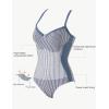 imageSUUKSESS Womens Tummy Control One Piece Swimsuit Sexy Crisscross Back Bathing SuitStriped Blue