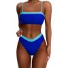 imageSUUKSESS Women Bandeau High Waited 2 Piece Bikini Set Cheeky High Cut Swimsuit104 Neon Royal Blue