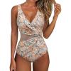 imageSUUKSESS Women Sexy Mesh Tummy Control One Piece Swimsuit Push Up Bathing Suit119 Yellow Floral