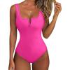 imageSUUKSESS Women Sexy Tummy Control One Piece Swimsuits High Cut Bathing Suit 2025Hot Pink