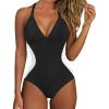 imageSUUKSESS Women Slimming Tummy Control One Piece Swimsuit Sexy Bathing Suit136 Black White