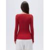 imageSUUKSESS Cloud Cashmere Women Basic Tops V Boat Neck Lace Long Sleeve ShirtRed