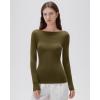 imageSUUKSESS Cloud Cashmere Women Boat Neck Fitted Long Sleeve Shirt Basic Knit TopsArmy Green