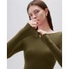 imageSUUKSESS Cloud Cashmere Women Boat Neck Fitted Long Sleeve Shirt Basic Knit TopsArmy Green