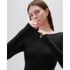 imageSUUKSESS Cloud Cashmere Women Boat Neck Fitted Long Sleeve Shirt Basic Knit TopsBlack