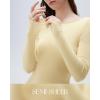 imageSUUKSESS Cloud Cashmere Women Boat Neck Fitted Long Sleeve Shirt Basic Knit TopsButter Yellow