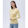 imageSUUKSESS Cloud Cashmere Women Boat Neck Fitted Long Sleeve Shirt Basic Knit TopsButter Yellow