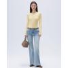 imageSUUKSESS Cloud Cashmere Women Boat Neck Fitted Long Sleeve Shirt Basic Knit TopsButter Yellow