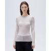 imageSUUKSESS Cloud Cashmere Women Boat Neck Fitted Long Sleeve Shirt Basic Knit TopsIce Grey
