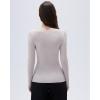 imageSUUKSESS Cloud Cashmere Women Boat Neck Fitted Long Sleeve Shirt Basic Knit TopsIce Grey