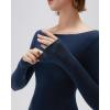 imageSUUKSESS Cloud Cashmere Women Boat Neck Fitted Long Sleeve Shirt Basic Knit TopsNavy Blue