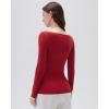 imageSUUKSESS Cloud Cashmere Women Boat Neck Fitted Long Sleeve Shirt Basic Knit TopsRed