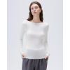 imageSUUKSESS Cloud Cashmere Women Boat Neck Fitted Long Sleeve Shirt Basic Knit TopsWhite