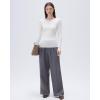 imageSUUKSESS Cloud Cashmere Women Boat Neck Fitted Long Sleeve Shirt Basic Knit TopsWhite