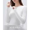 imageSUUKSESS Cloud Cashmere Women Boat Neck Fitted Long Sleeve Shirt Basic Knit TopsWhite