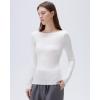 imageSUUKSESS Cloud Cashmere Women Boat Neck Fitted Long Sleeve Shirt Basic Knit TopsWhite