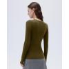imageSUUKSESS Cloud Cashmere Women Crew Neck Fitted Long Sleeve Shirt Basic Knit TopsArmy Green