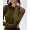 imageSUUKSESS Cloud Cashmere Women Crew Neck Fitted Long Sleeve Shirt Basic Knit TopsArmy Green