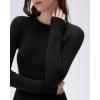 imageSUUKSESS Cloud Cashmere Women Crew Neck Fitted Long Sleeve Shirt Basic Knit TopsBlack