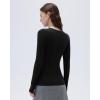 imageSUUKSESS Cloud Cashmere Women Crew Neck Fitted Long Sleeve Shirt Basic Knit TopsBlack