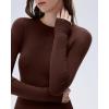 imageSUUKSESS Cloud Cashmere Women Crew Neck Fitted Long Sleeve Shirt Basic Knit TopsBrown